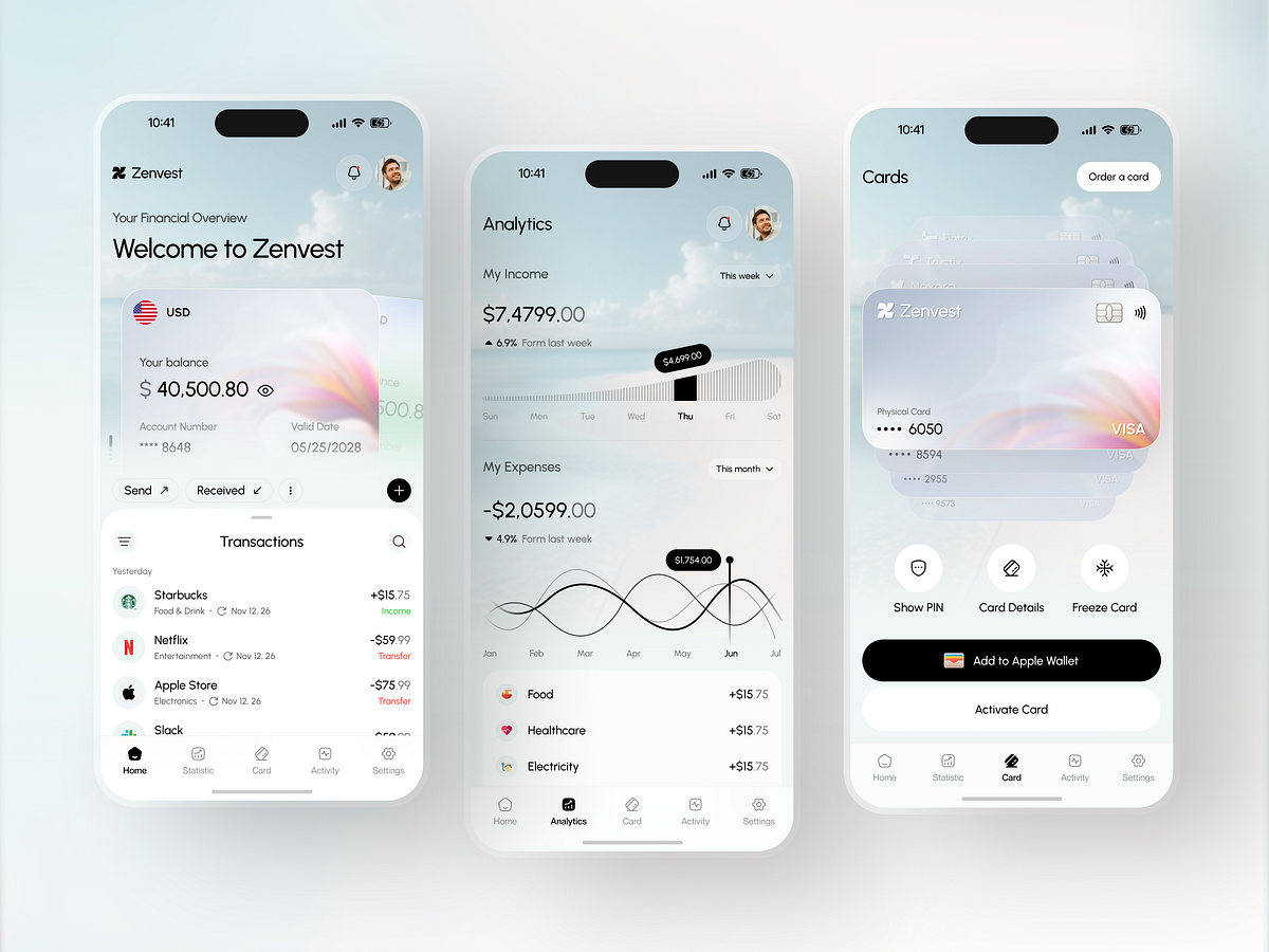 Zenvest - Personal Finance and Digital Banking UI Concept