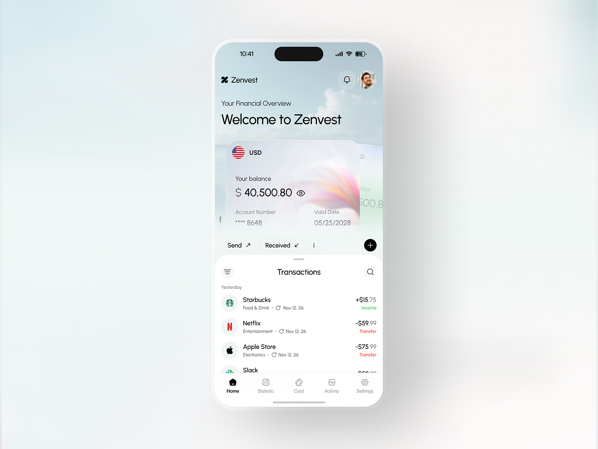 Zenvest - Personal Finance and Digital Banking UI Concept Image 1