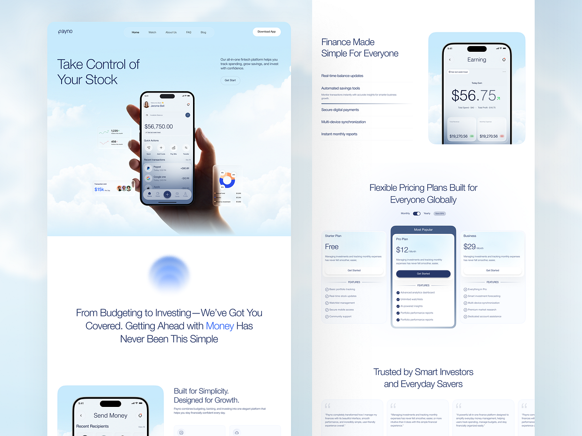 Payno - Fintech App Landing Page Design Image 0