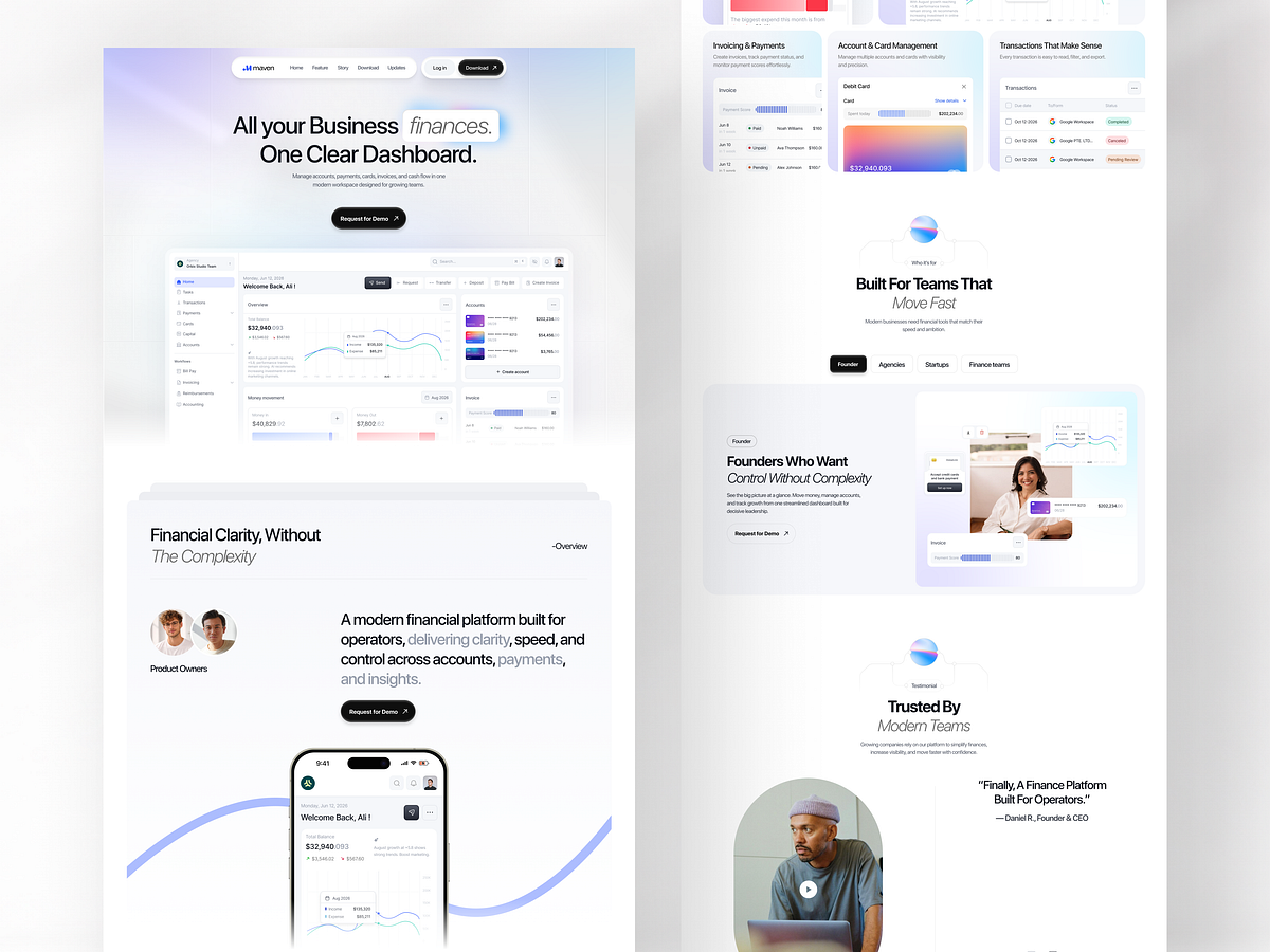 Maven - Finance SaaS Landing Page Design