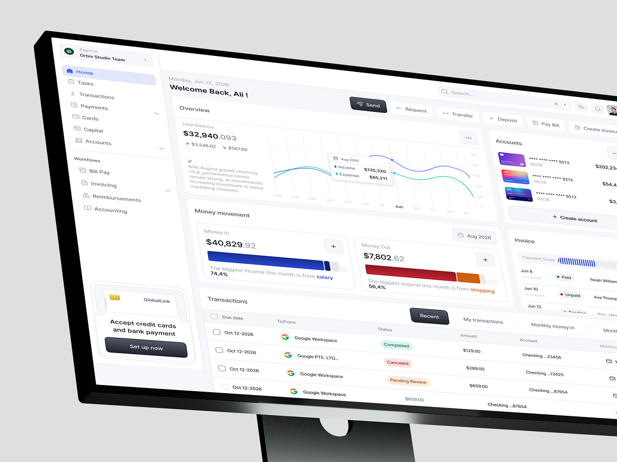 Finance Management Dashboard Design Image 0