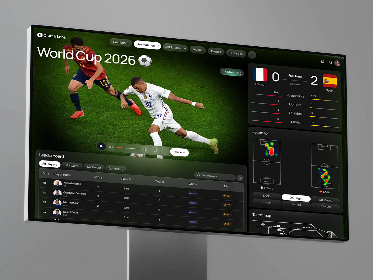 Clutch Lens — World Cup 2026 Sports Analytics Dashboard UI Image 0