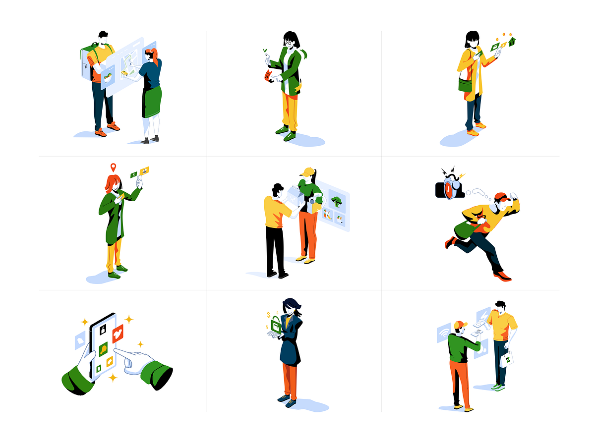 Super App Illustration System — Food & E-Commerce