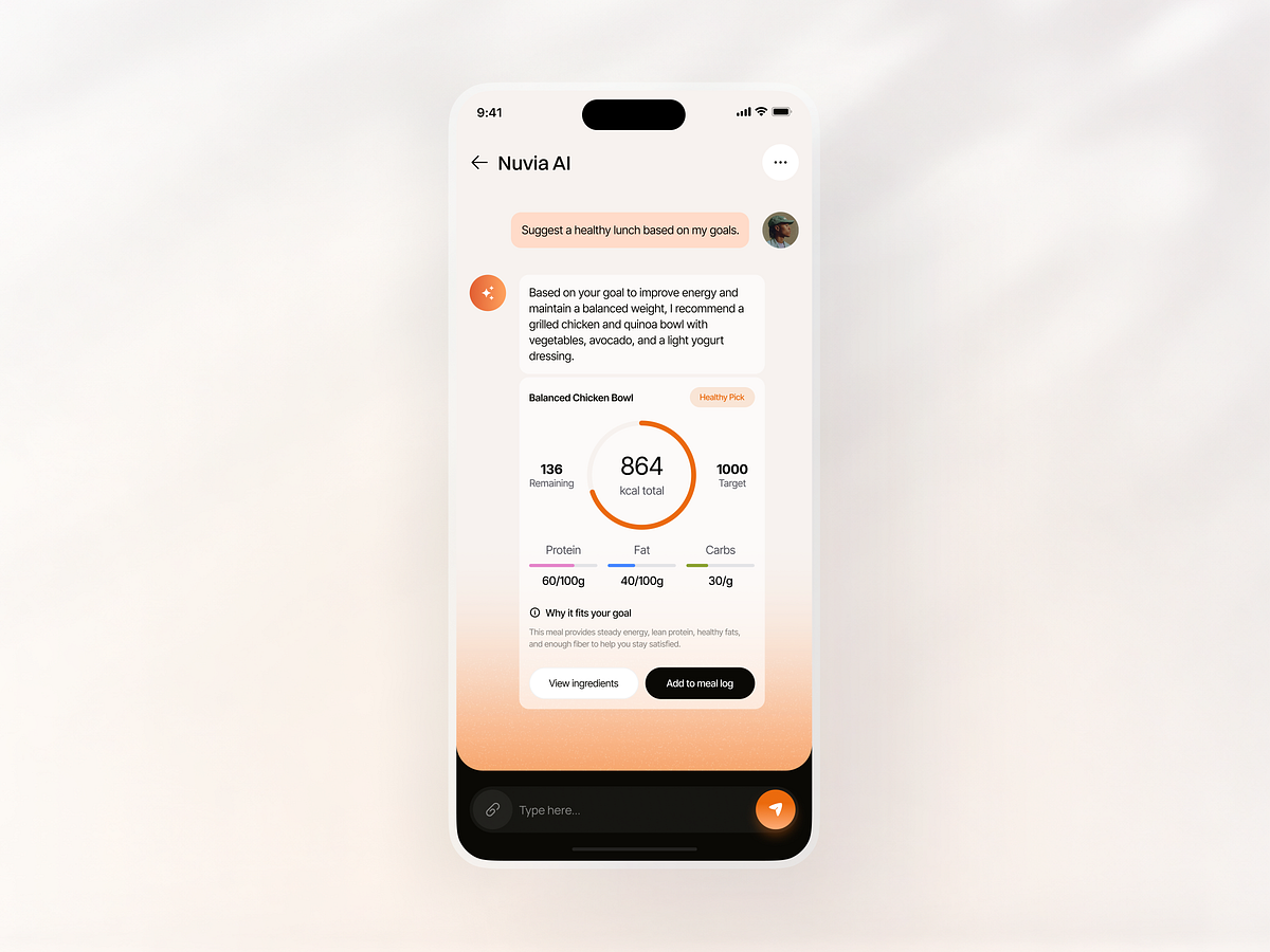Nuvia AI - AI Health & Wellness App UI Image 4