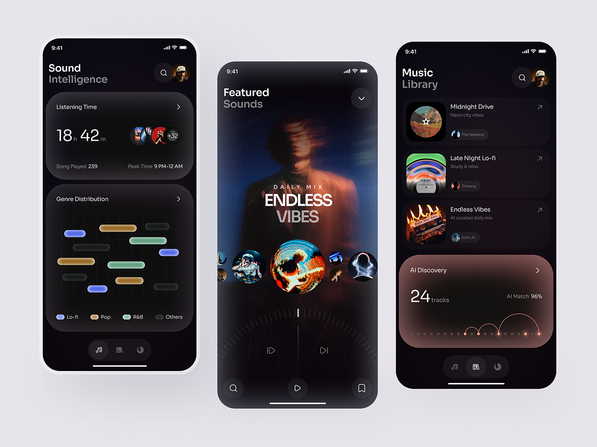 Sonari - AI Music Streaming App UI Design