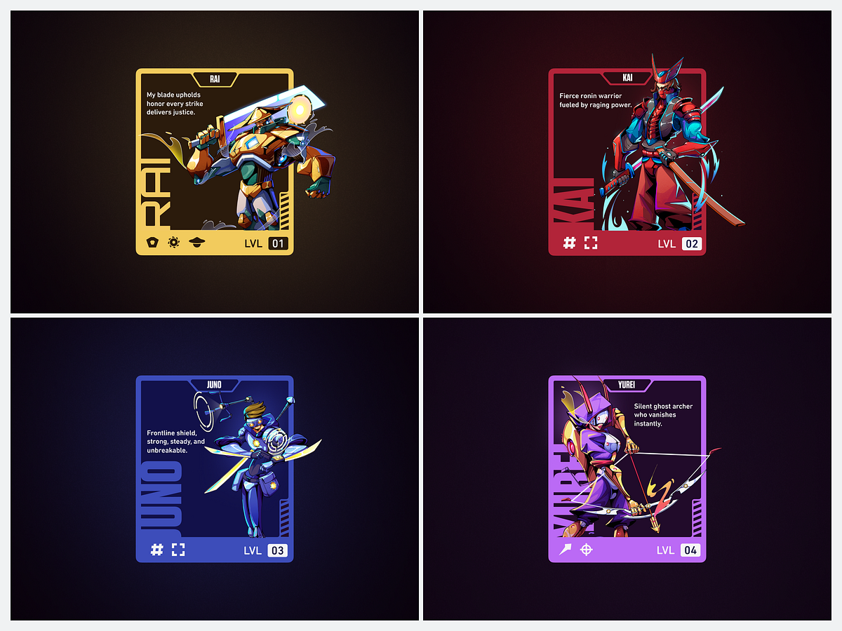 Sci-Fi Warrior illustration Character Cards Design