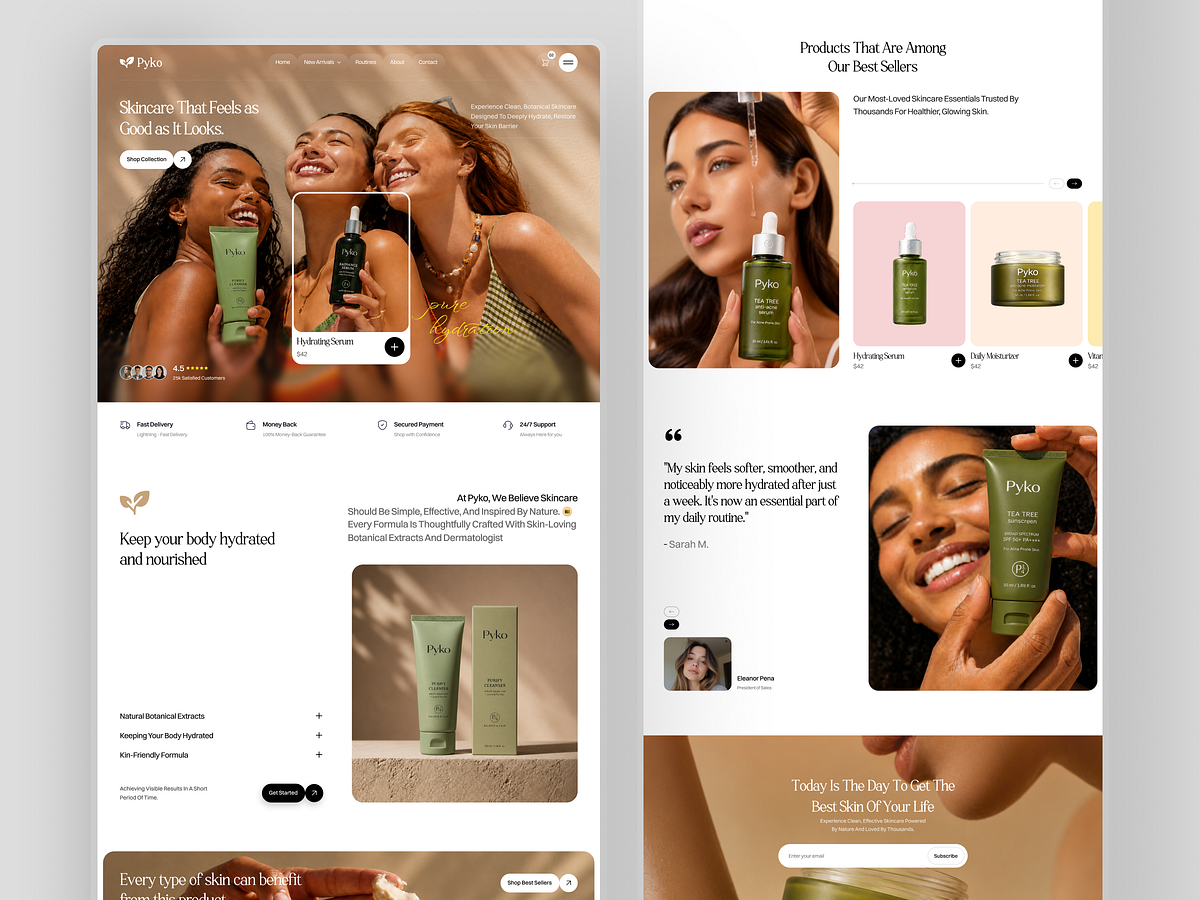 Pyko - Botanical Skincare E-commerce Website Design