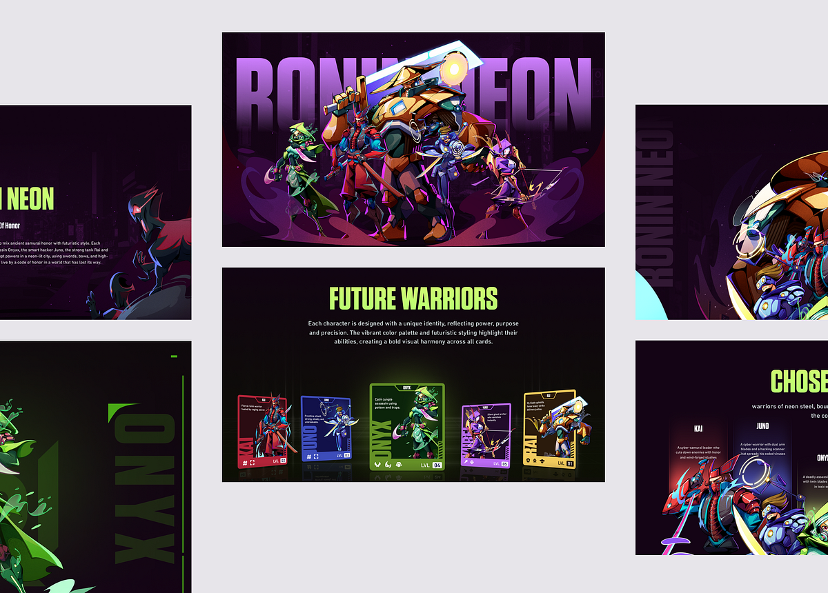 Ronin Neon - Cyberpunk Character Illustration & Card Design Image 1