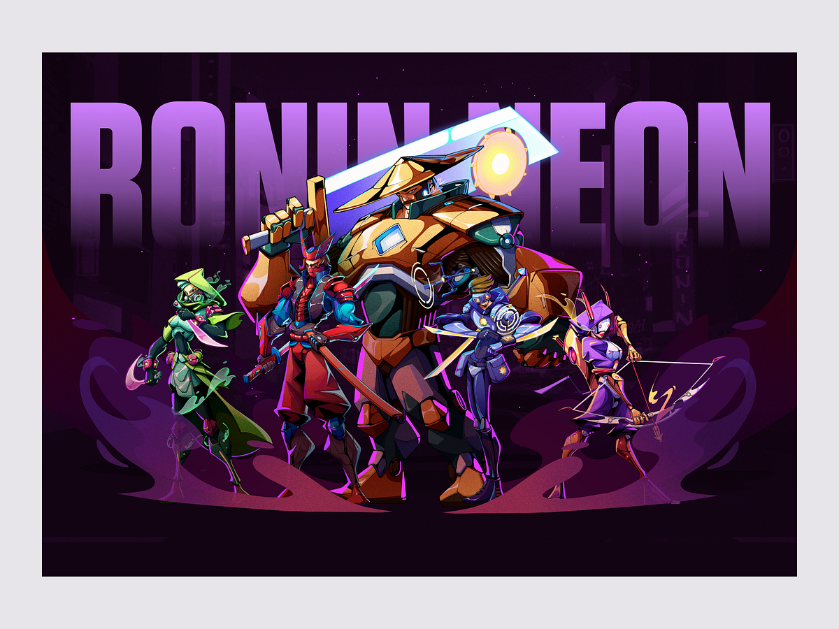 Ronin Neon - Cyberpunk Character Illustration & Card Design Image 2