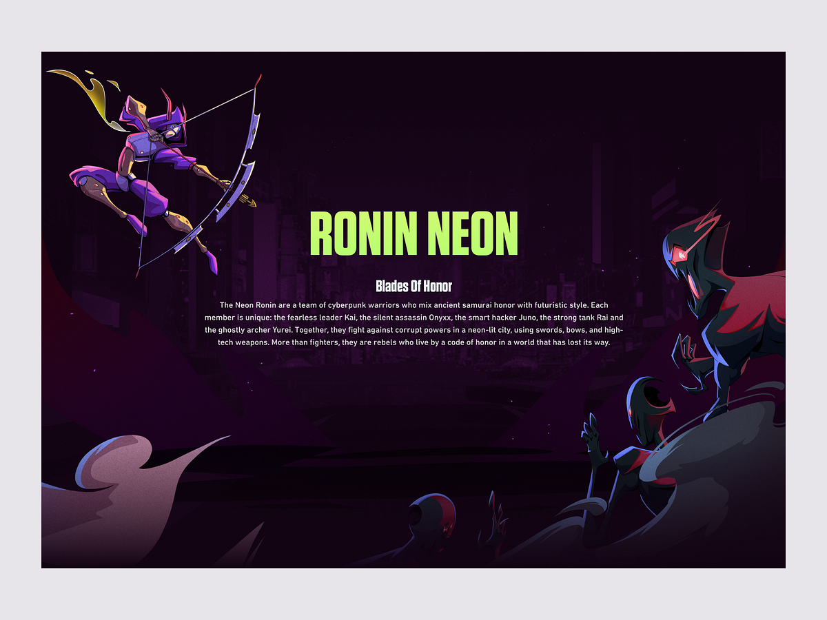 Ronin Neon - Cyberpunk Character Illustration & Card Design Image 3