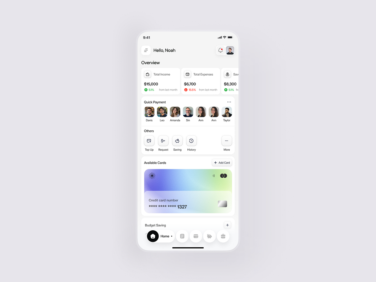 Personal Finance Mobile App UI Design Image 1
