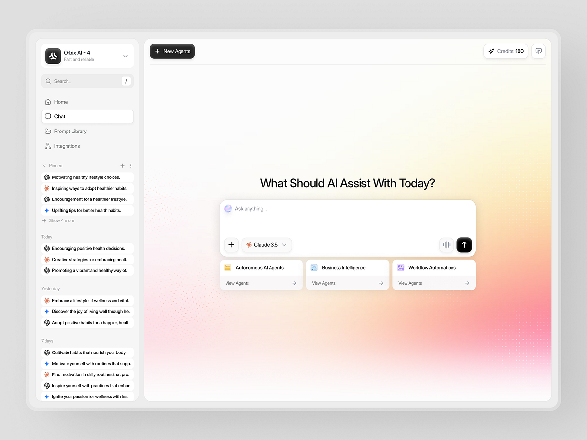 Orbix AI - AI Assistant Dashboard Design System