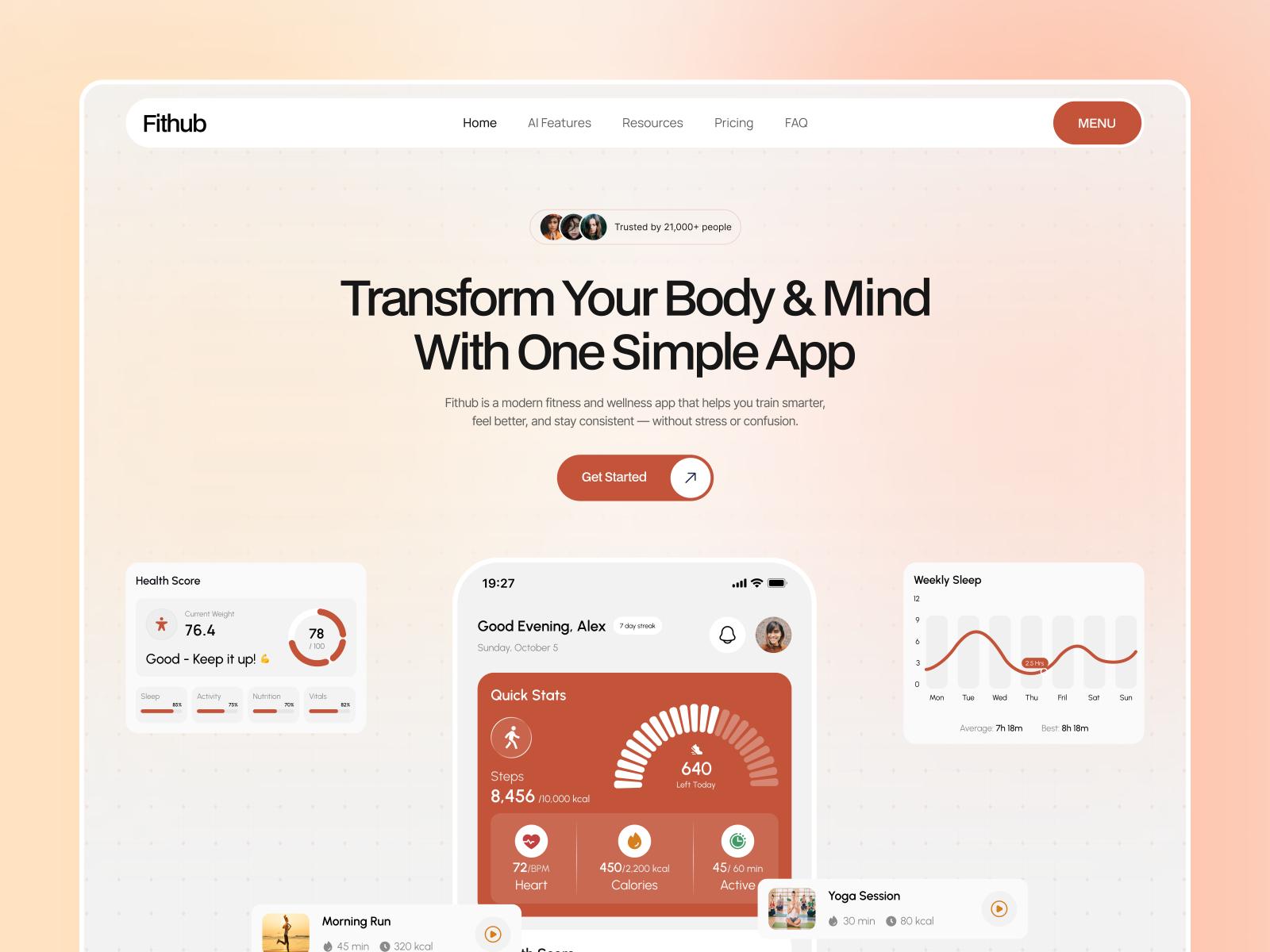 Fithub: Free Landing Page Website Template by Pixcut Studio LLC — Framer Marketplace