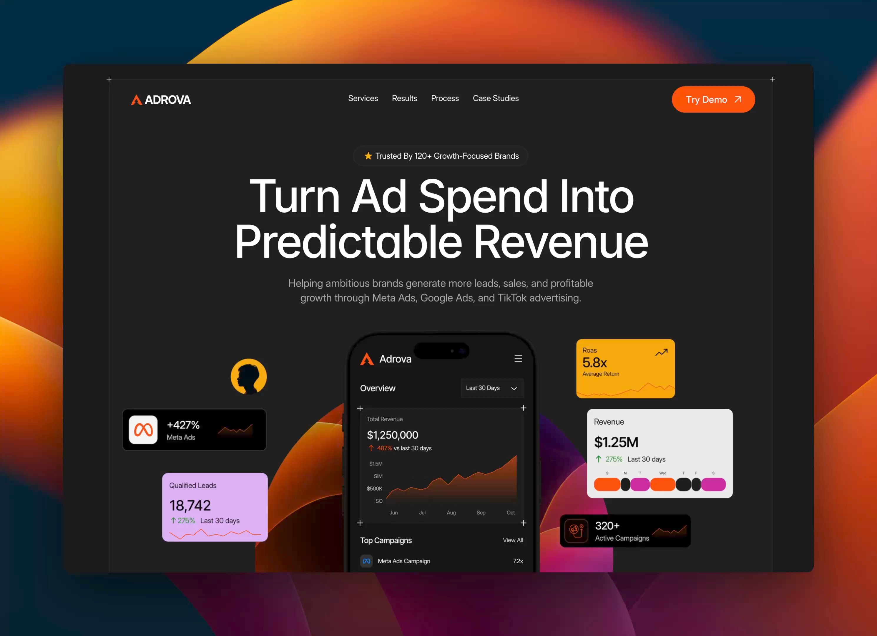 ADROVA: Free Agency Website Template by Pixcut Studio LLC     