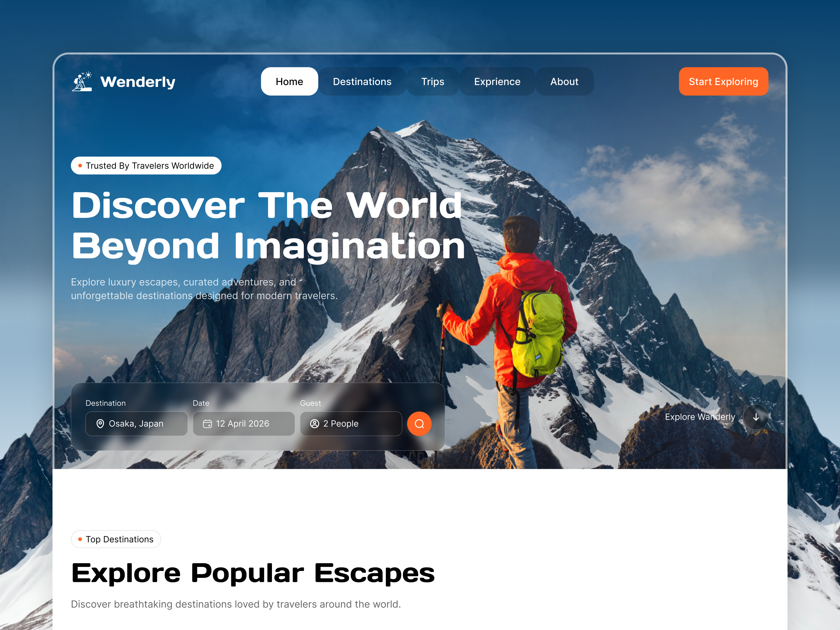 Wandery: Free Entertainment Website Template by Pixcut Studio LLC