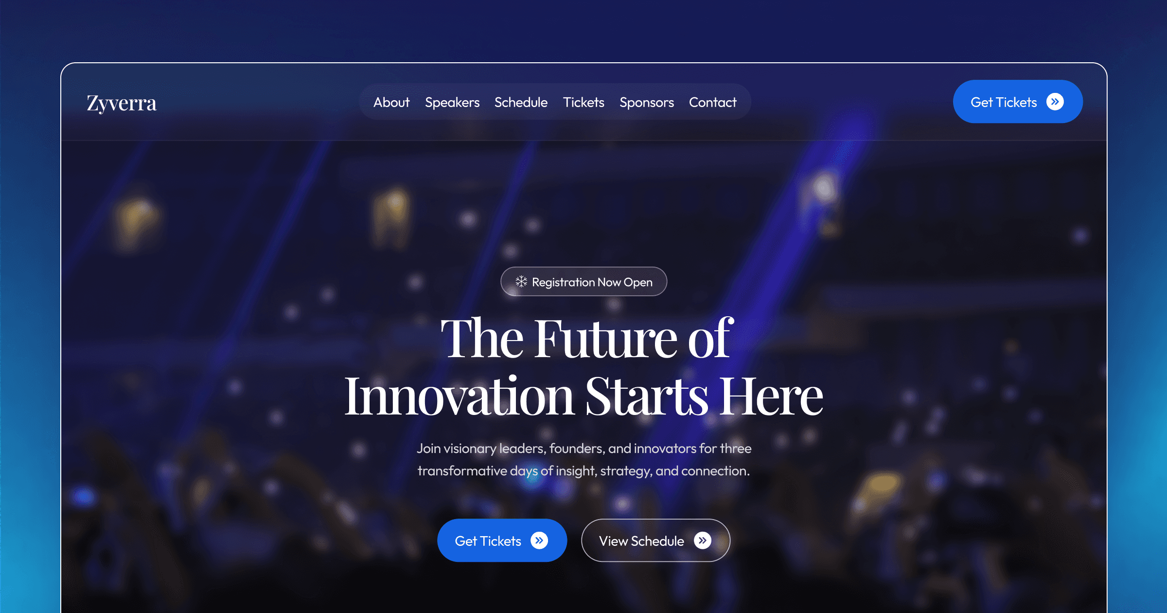 Zyverra — Event Management Framer Template