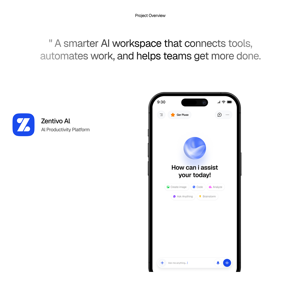 Zentivo — AI-Powered Mobile App Landing Page Image 1