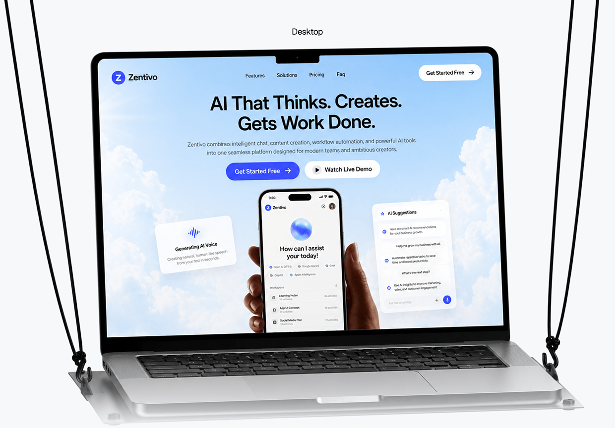 Zentivo — AI-Powered Mobile App Landing Page Image 8
