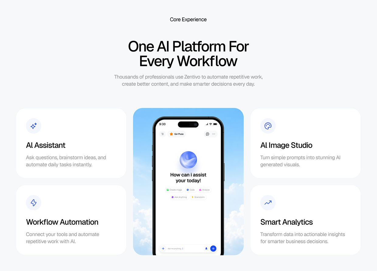 Zentivo — AI-Powered Mobile App Landing Page Image 10