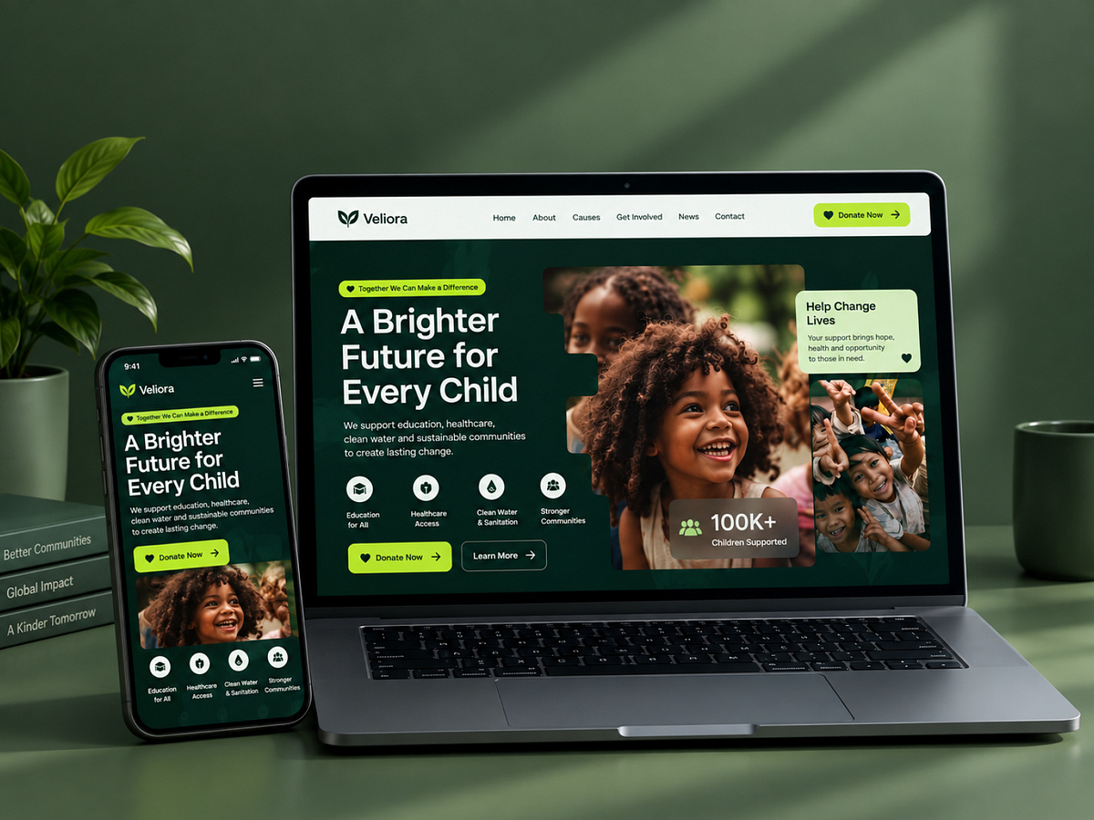 Veliora — Nonprofit & Charity Website Design Image 1