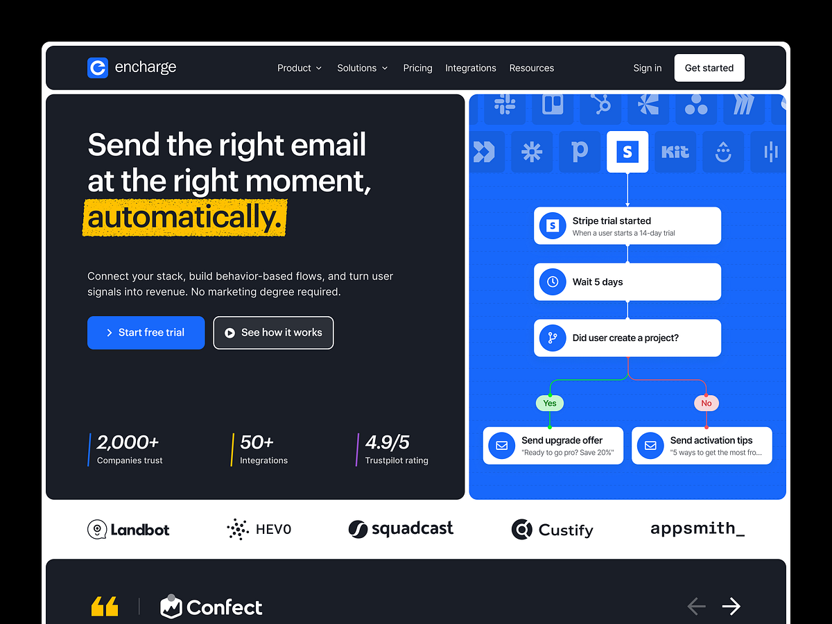 Encharge: B2B SaaS Website Redesign Concept