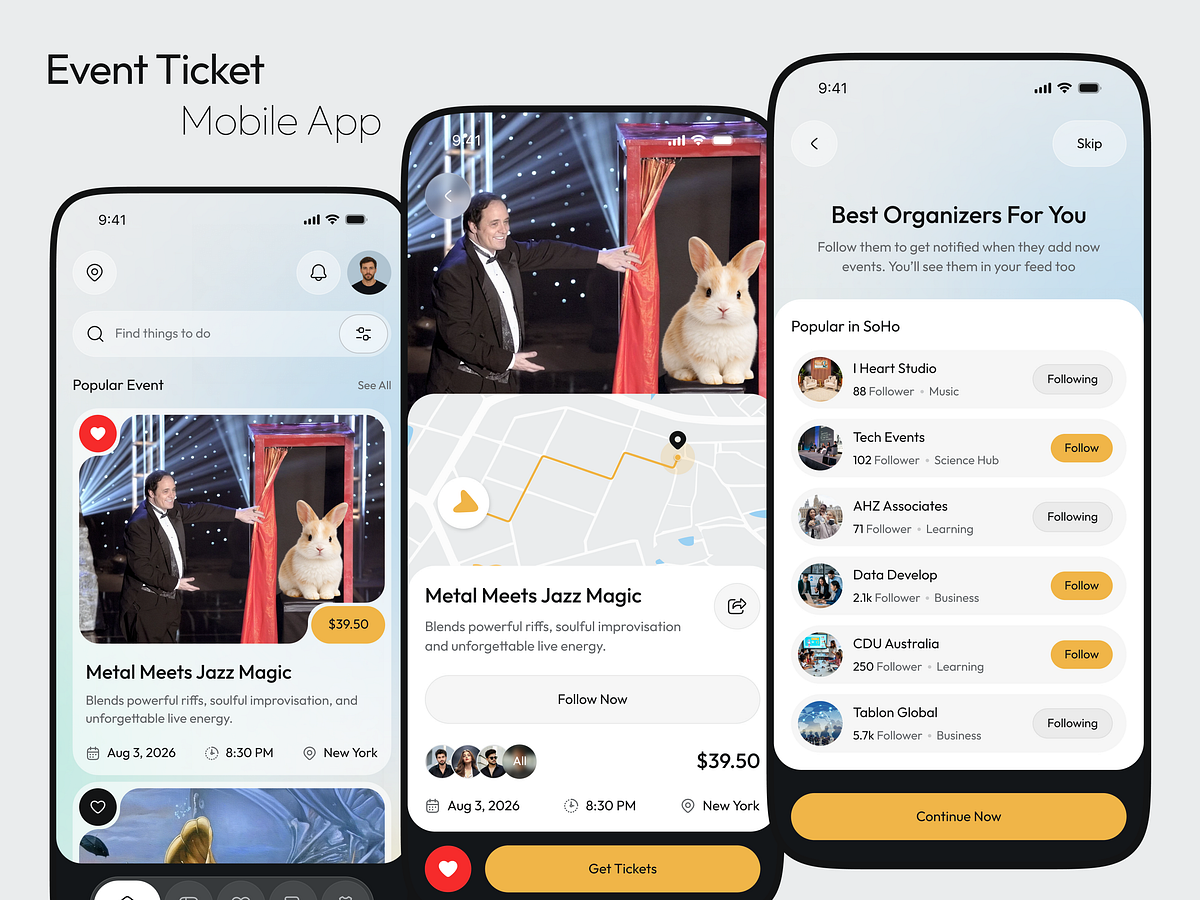 Event Booking & Ticketing Mobile App Design Image 0