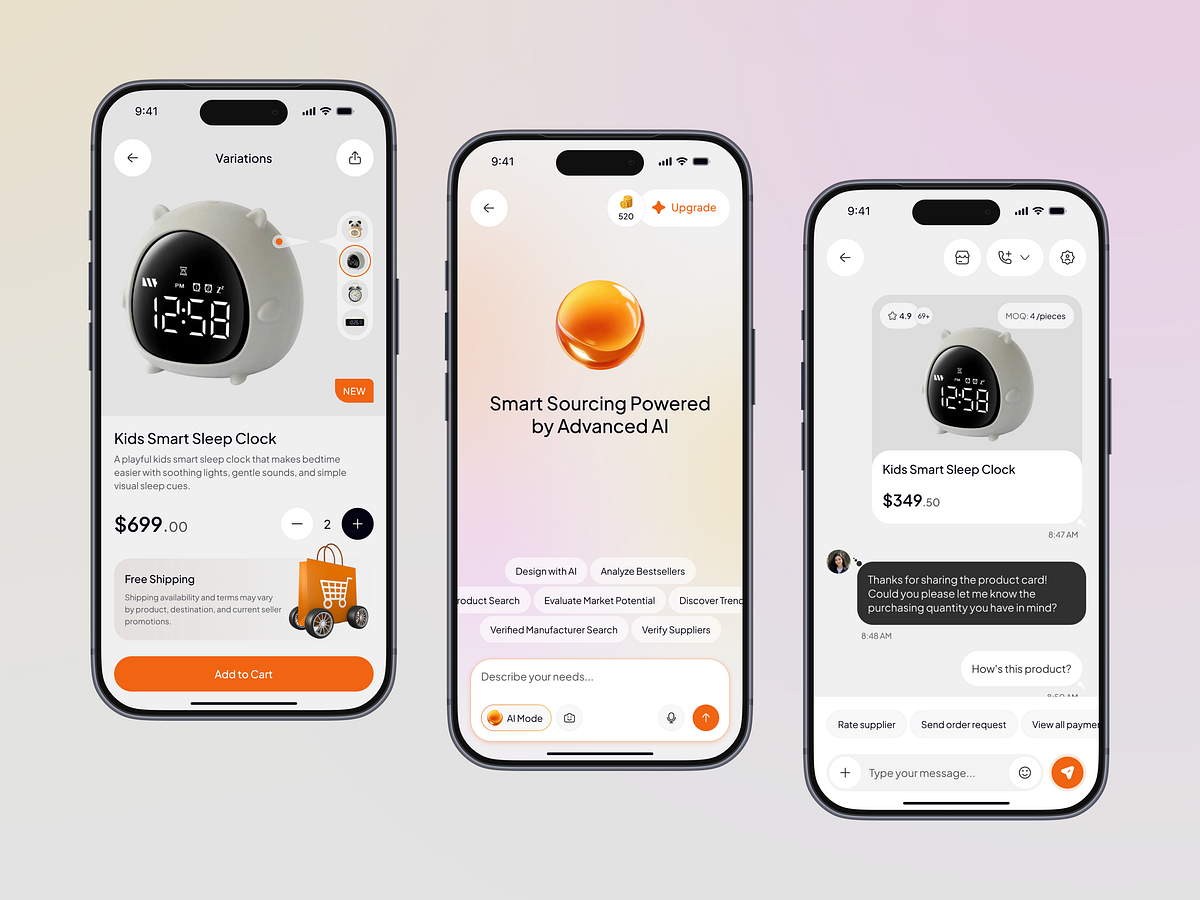 B2B E-commerce & AI Product Sourcing Mobile App UI/UX Design Image 0