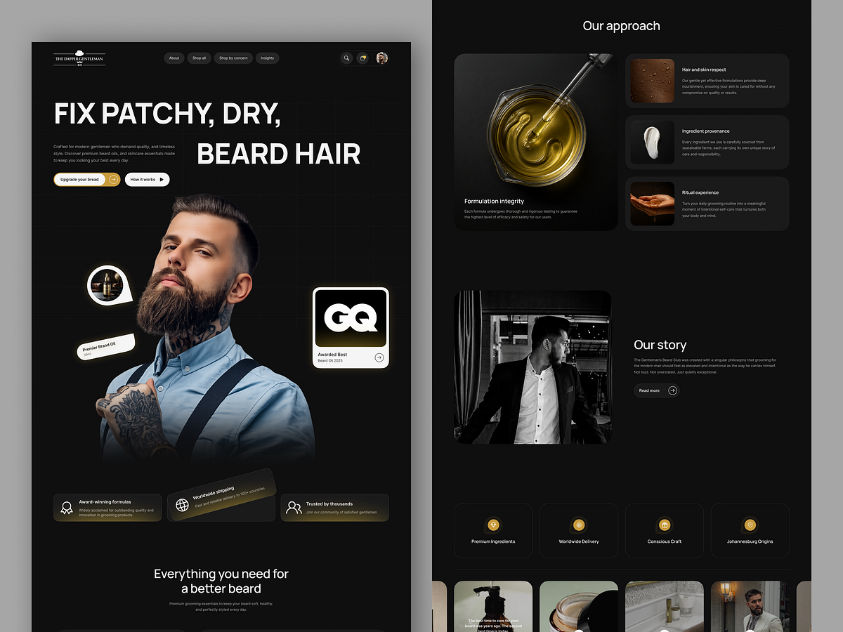 Beard Oil & Men's Grooming E commerce Website