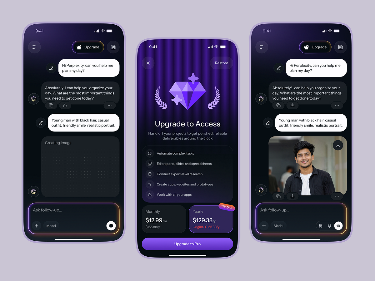AI Search Engine & Chat Mobile App UI/UX Design