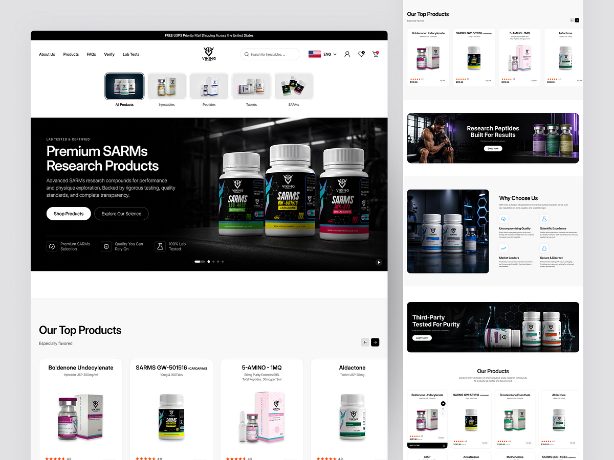 Supplement & Peptide E-Commerce Platform Design Image 0