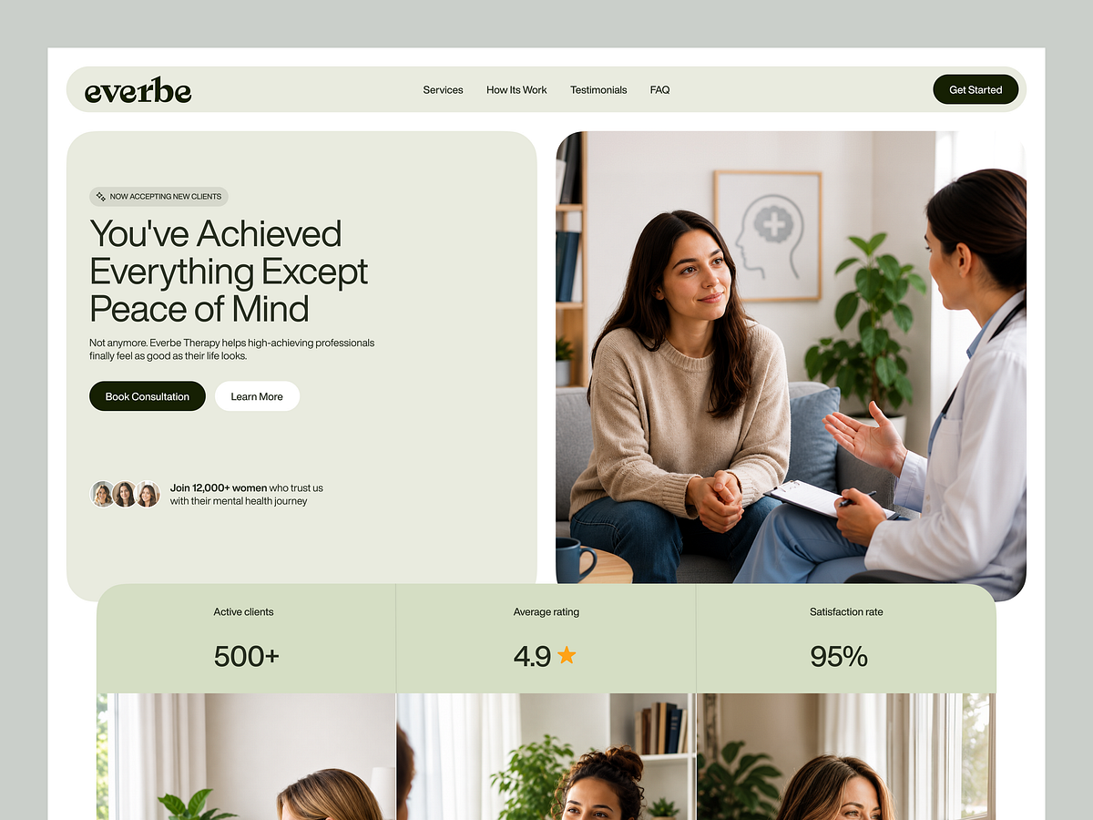 Everbe – Mental Health & Online Therapy Landing Page Web UI/UX D Image 0
