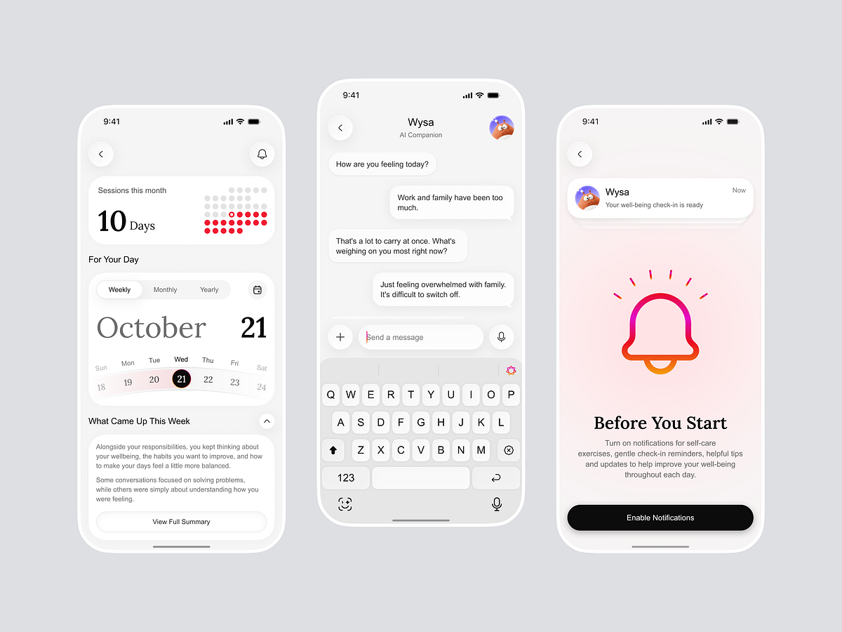 AI Mental Wellness App UI/UX Design – AI Companion & Self-Care Image 0
