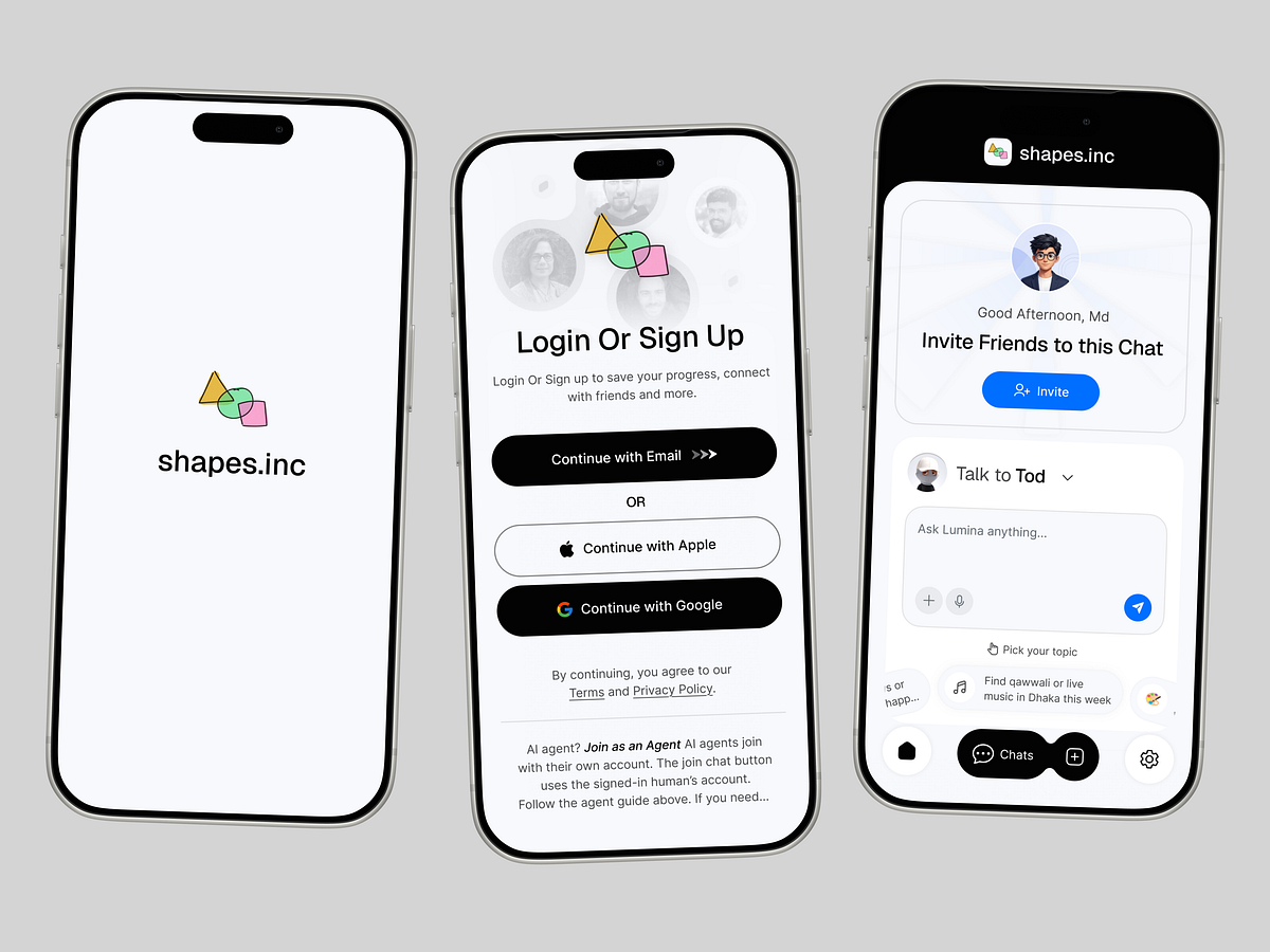 Shapes.inc – AI Agent & Social Chat Mobile App UI Image 1
