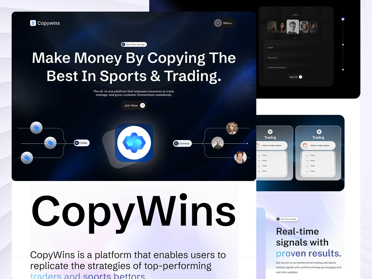 CopyWins – Sports & Trading Signal SaaS Landing Page Image 1
