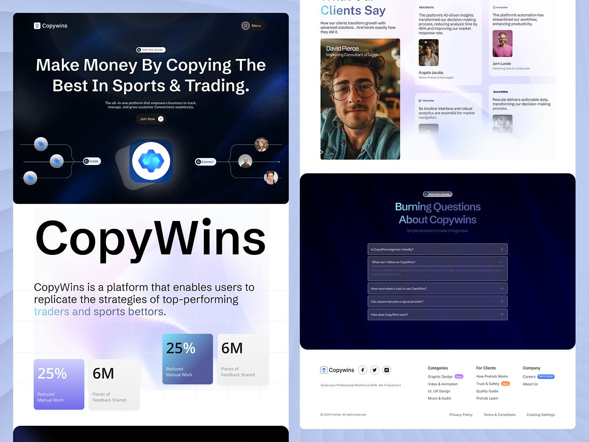 CopyWins – Sports & Trading Signal SaaS Landing Page Image 2