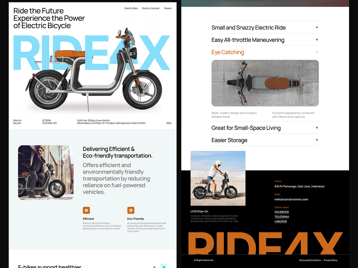Ride4X – Electric Bike Landing Page Design | Eco Mobility UI/UX Image 0