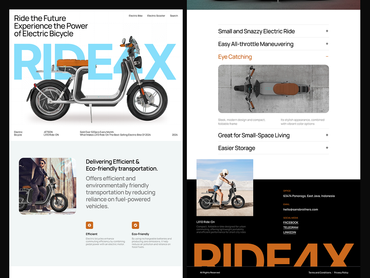 Ride4X – Electric Bike Landing Page Design | Eco Mobility UI/UX Image 1