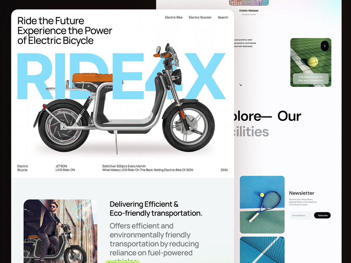 Ride4X – Electric Bike Landing Page Design | Eco Mobility UI/UX Image 3