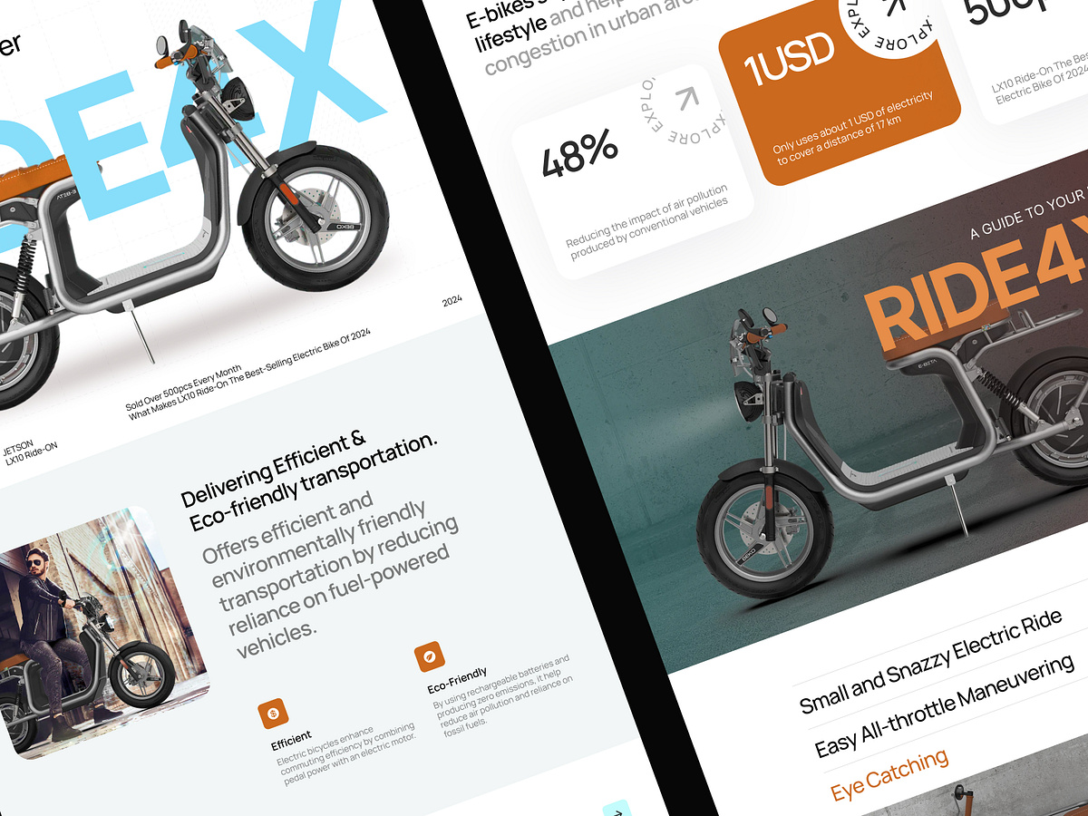 Ride4X – Electric Bike Landing Page Design | Eco Mobility UI/UX Image 4