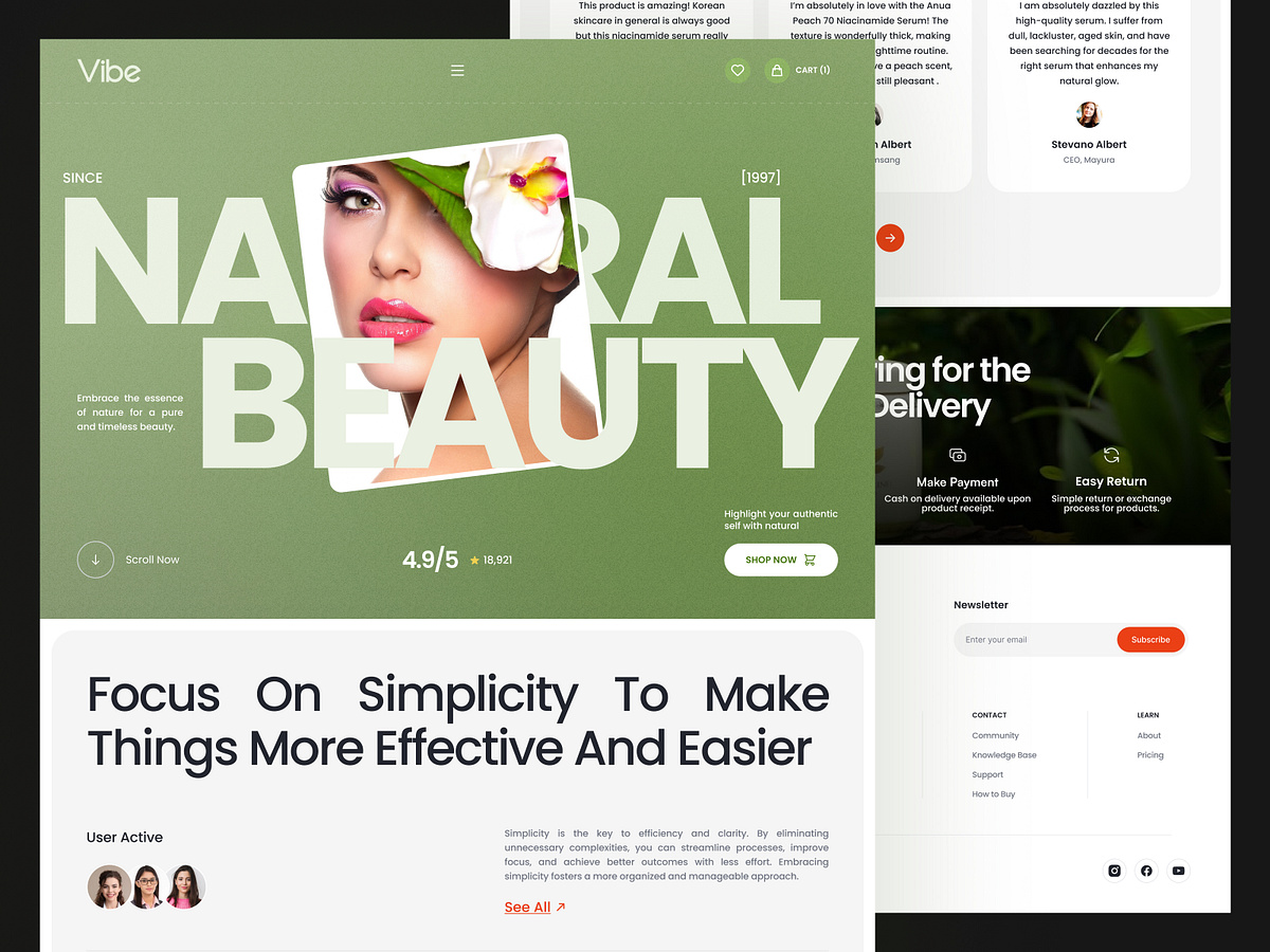 Vibe – Clean & Modern Natural Skincare eCommerce Landing Page