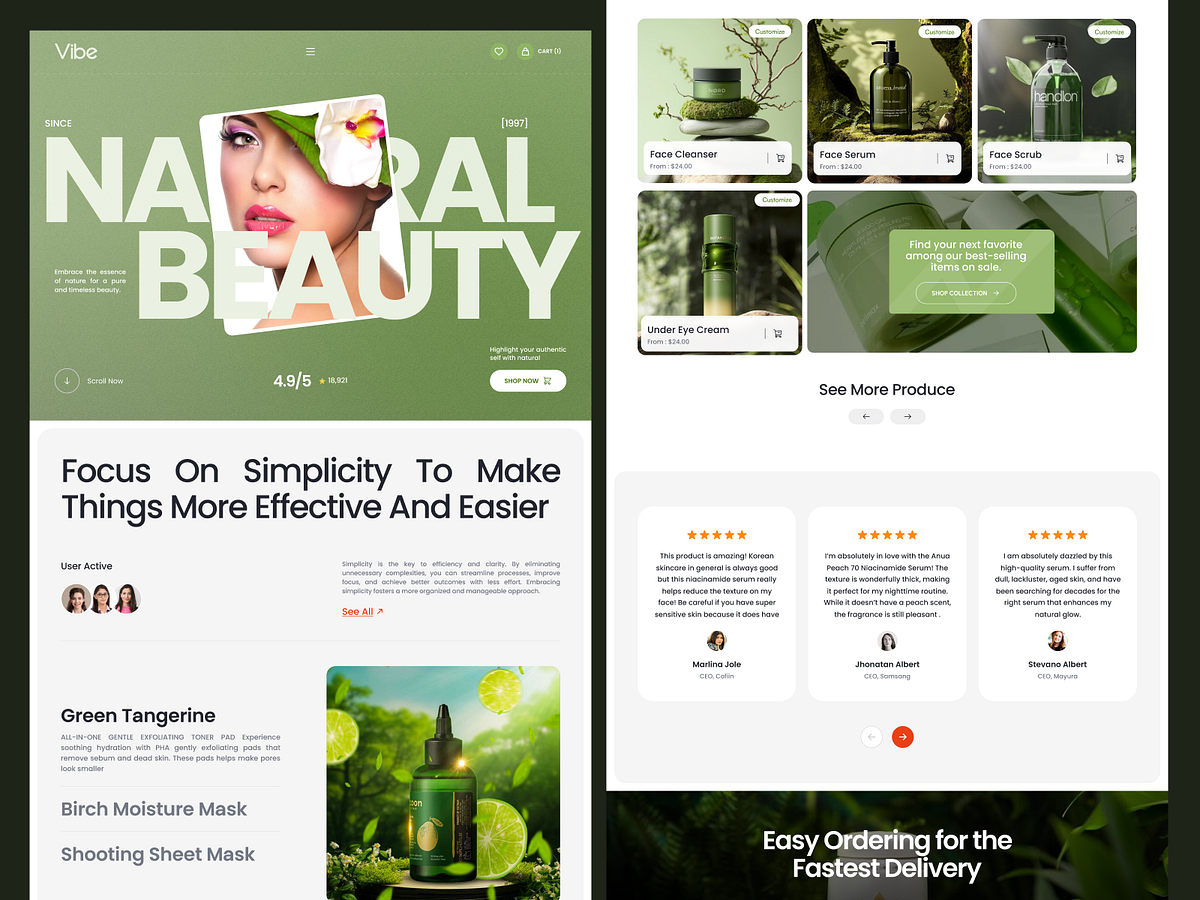 Vibe – Clean & Modern Natural Skincare eCommerce Landing Page Image 0