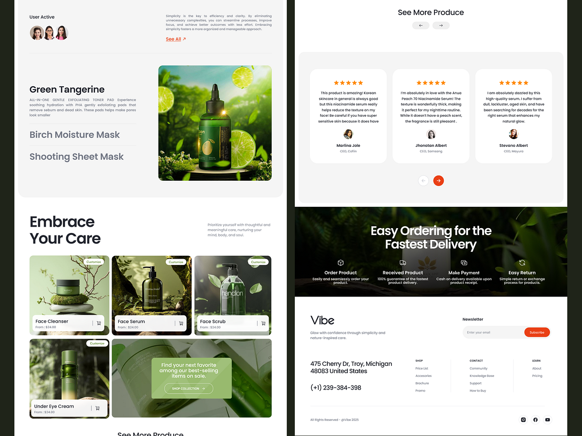 Vibe – Clean & Modern Natural Skincare eCommerce Landing Page Image 1