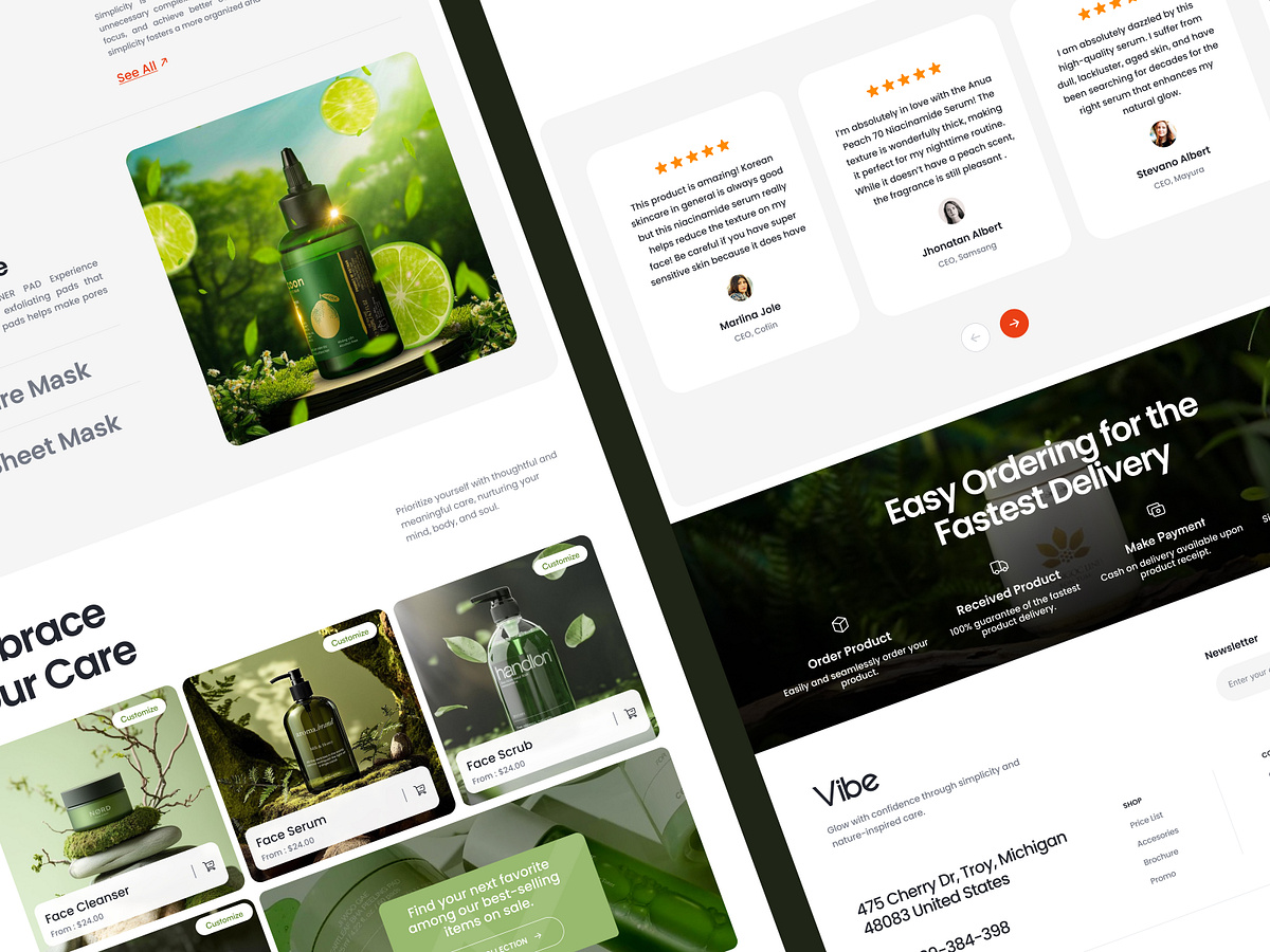 Vibe – Clean & Modern Natural Skincare eCommerce Landing Page Image 2