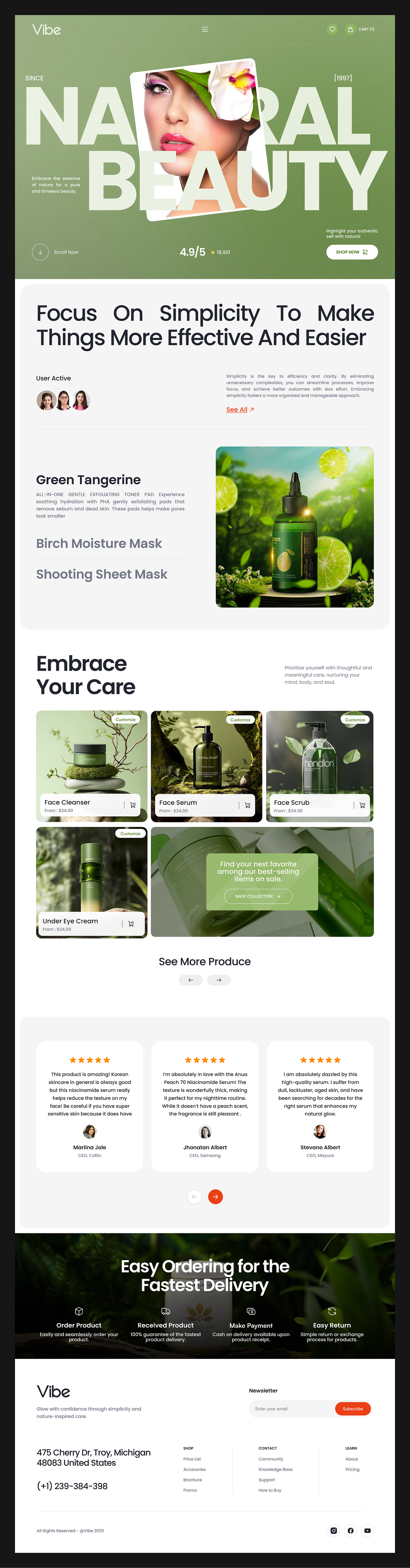 Vibe – Clean & Modern Natural Skincare eCommerce Landing Page Image 4