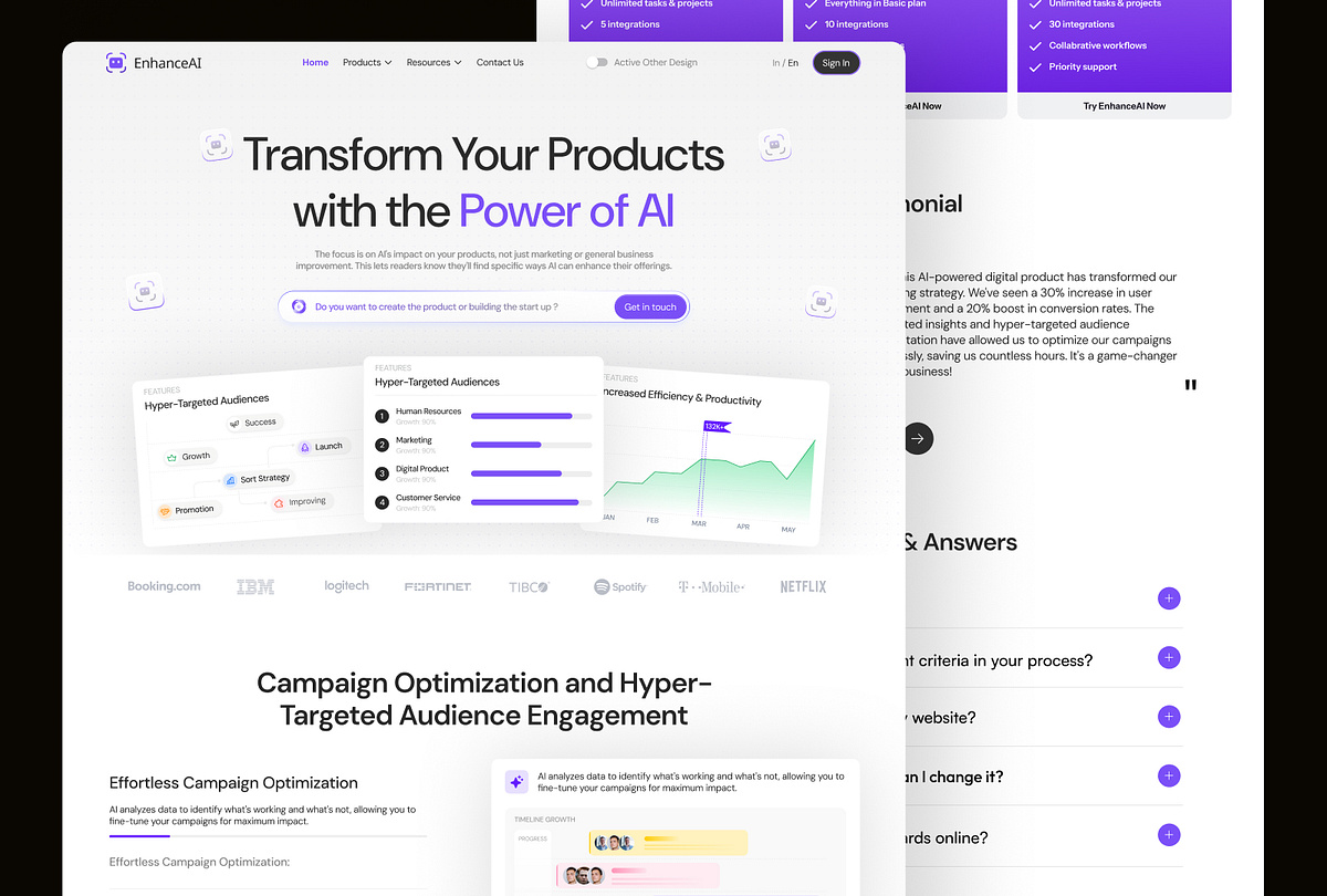 EnhanceAI – AI-Powered SaaS Landing Page for Smarter Marketing Image 2