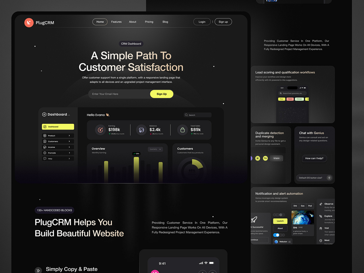 PlugCRM – Modern CRM SaaS Landing Page UI by Nexila_agency on Muzli
