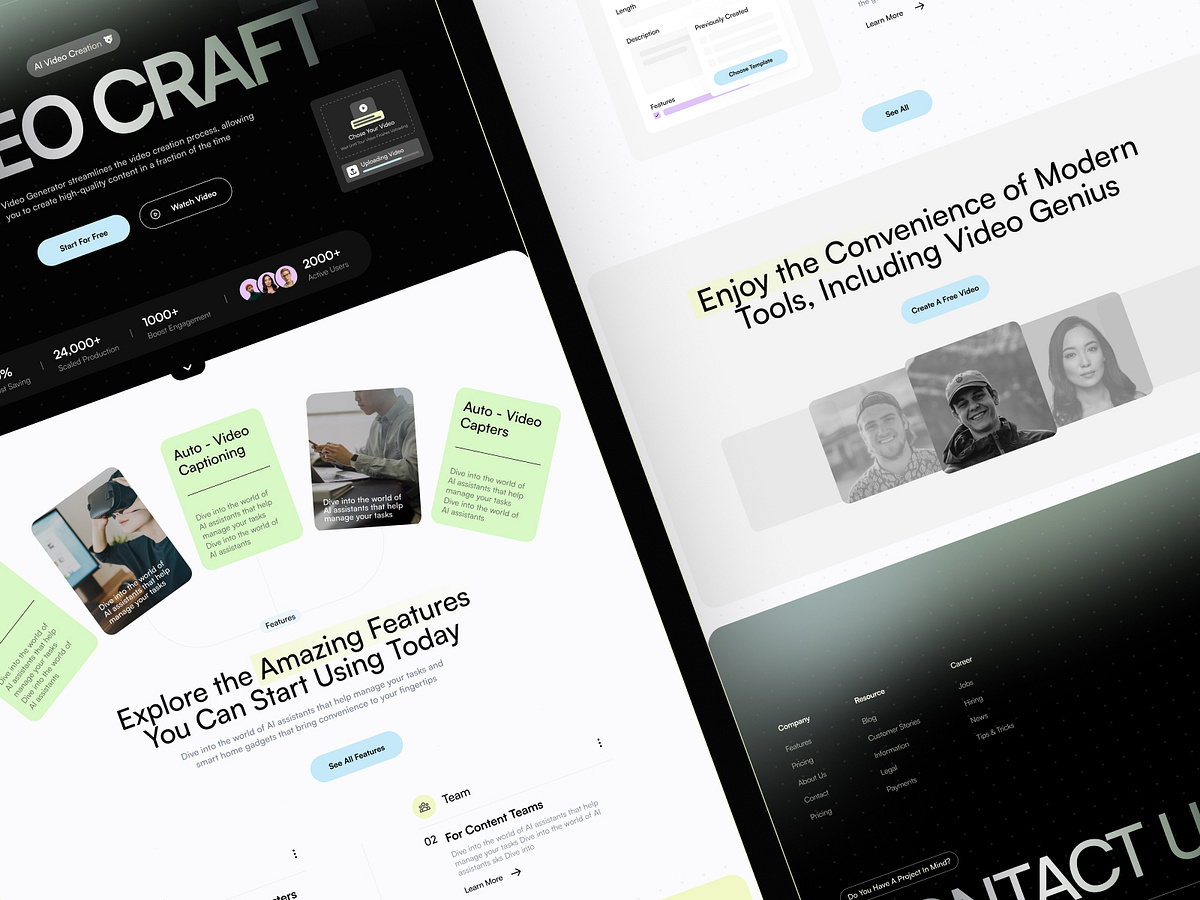 VideoCraft – AI Video Generator Landing Page for SaaS & Content Image 4