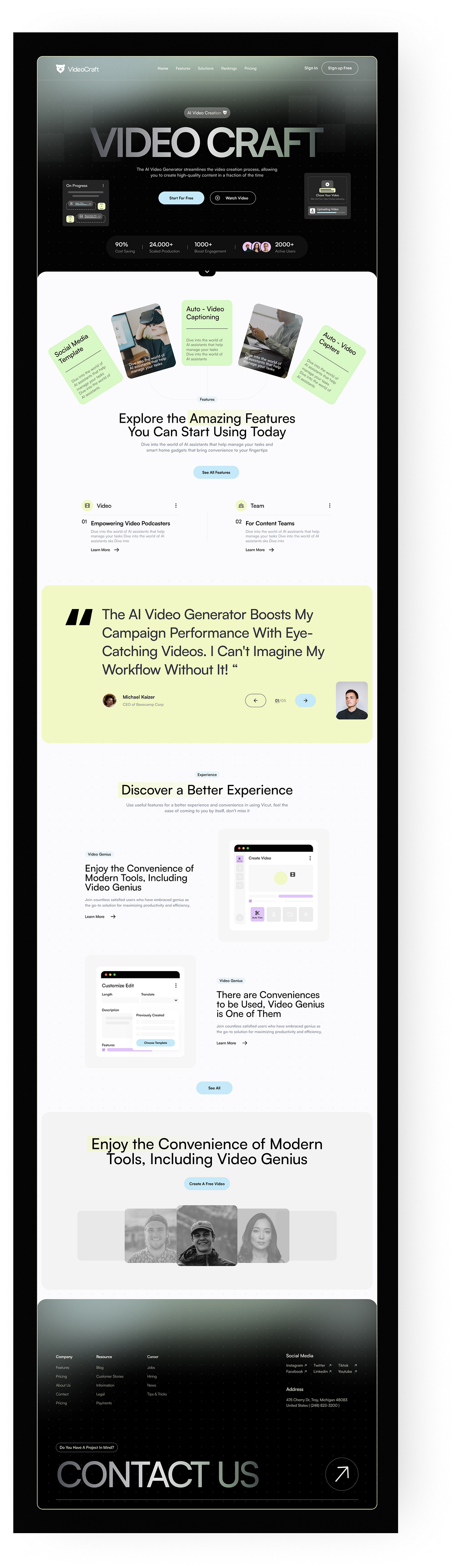 VideoCraft – AI Video Generator Landing Page for SaaS & Content Image 7