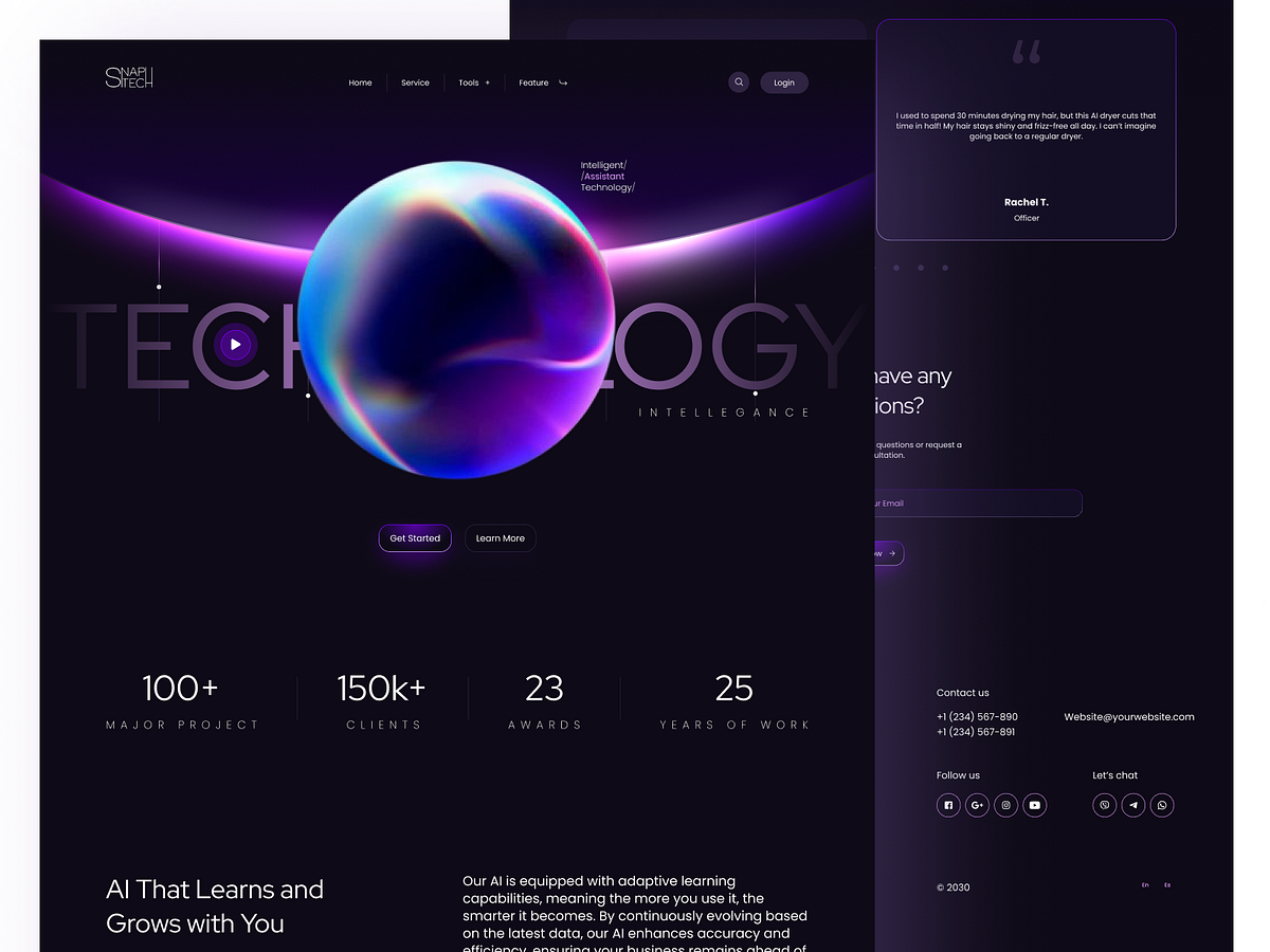 Snaptech — Futuristic Tech Solutions Website with 3D Interaction Image 0