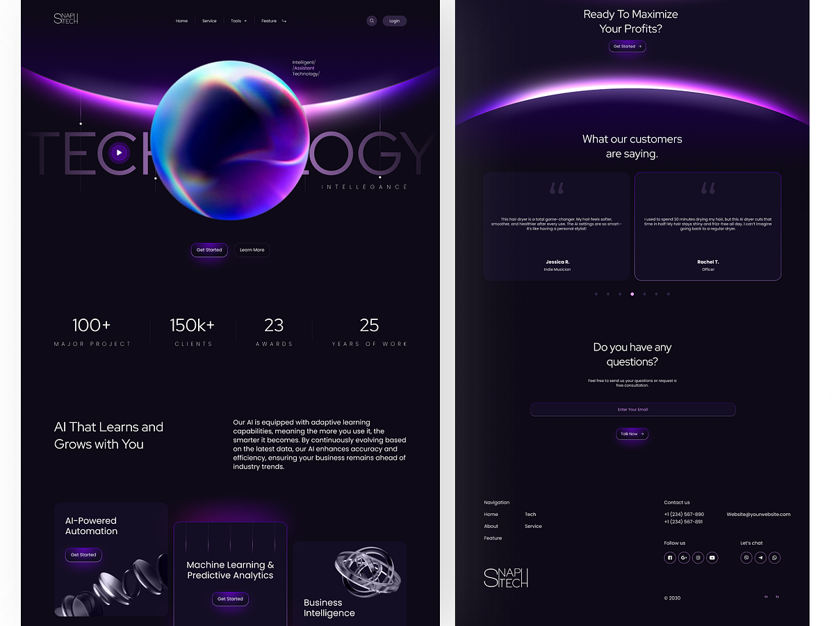 Snaptech — Futuristic Tech Solutions Website with 3D Interaction Image 1